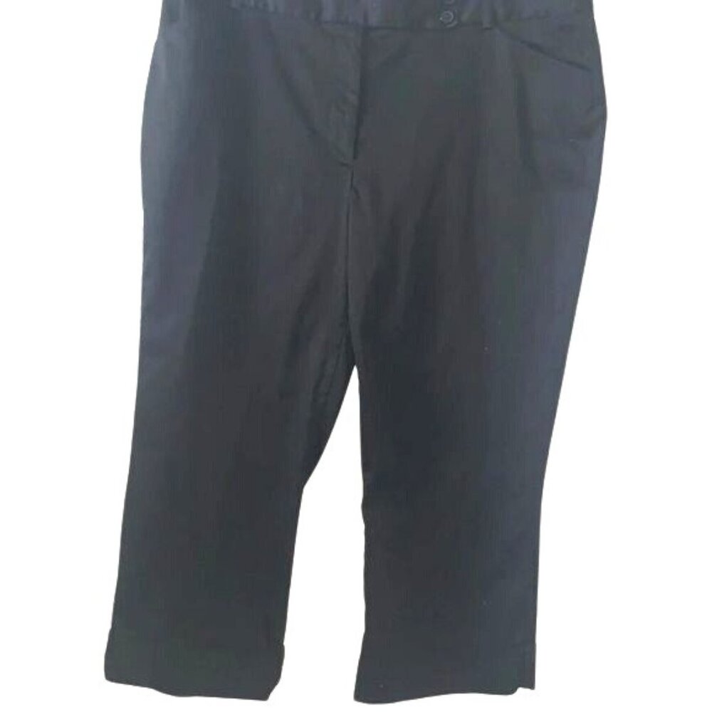 Van Heusen Womens Black Stretch Capri Pants Size 14 Made In India 98% Cotton 2%
